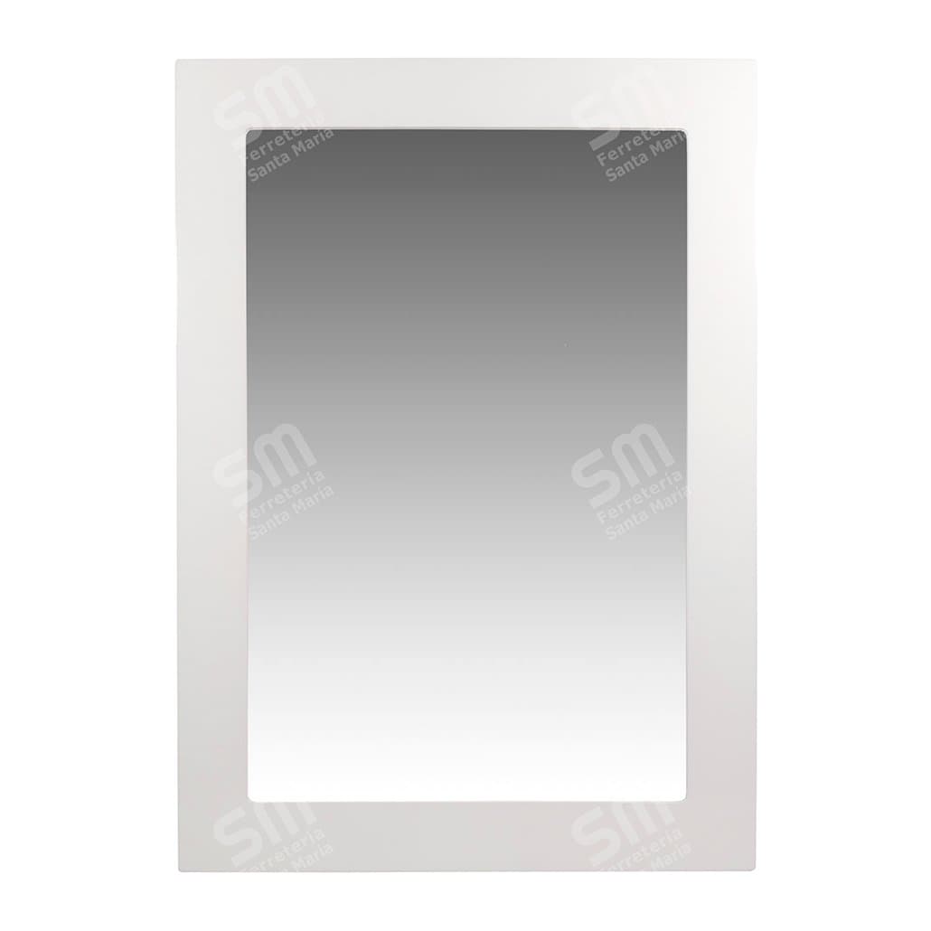 Espejo Pared Marco Madera Laqueado Blanco Brillante 50x70 Cm