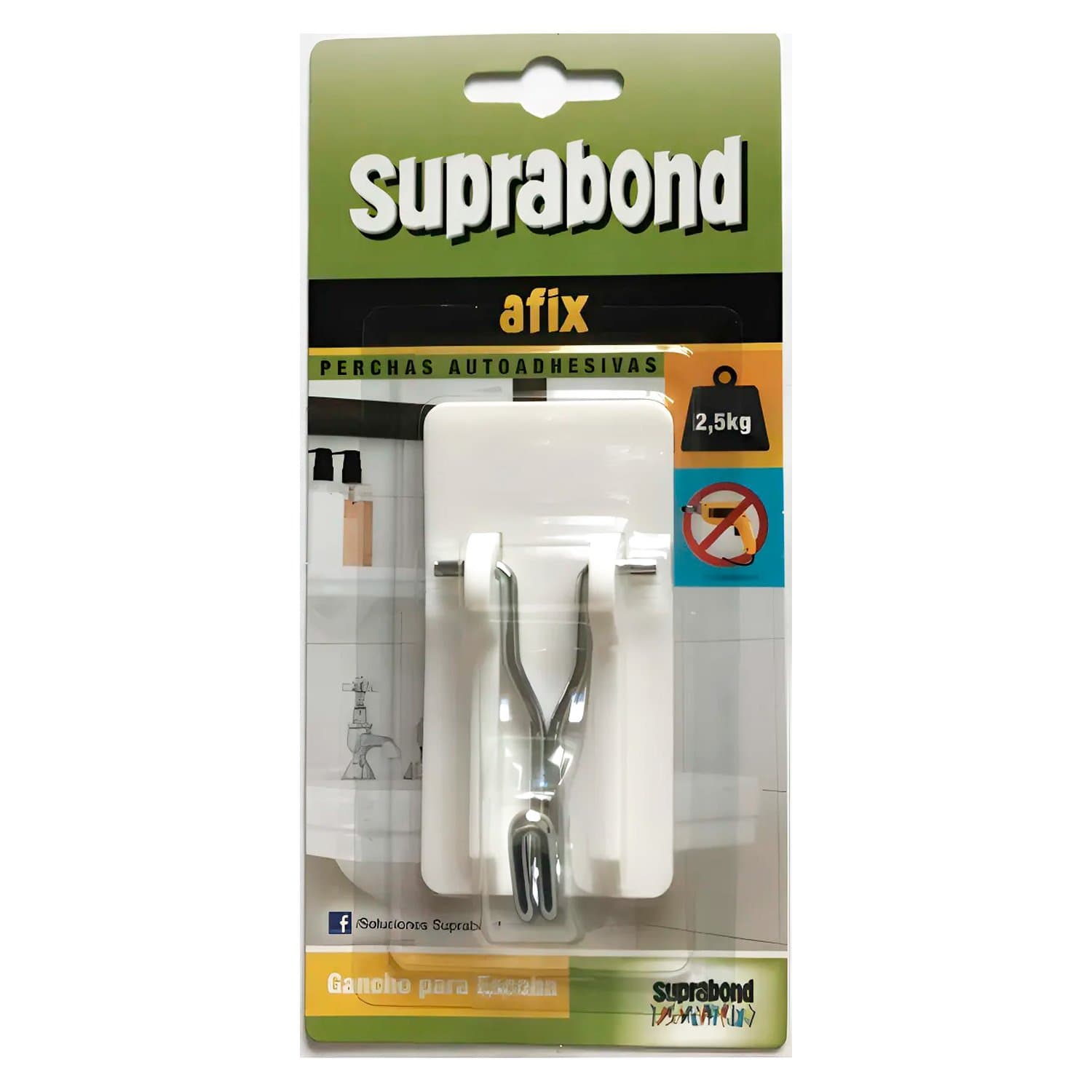 Gancho Percha Sujeta Escoba Autoadhesivo 2.5 Kg Suprabond