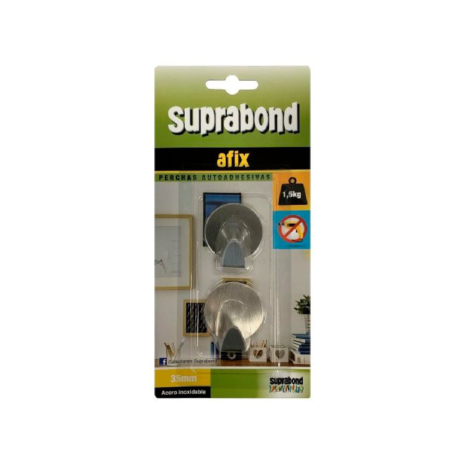 Perchas Acero Inox. Redonda Autoadhesiva 2.5kg Suprabond