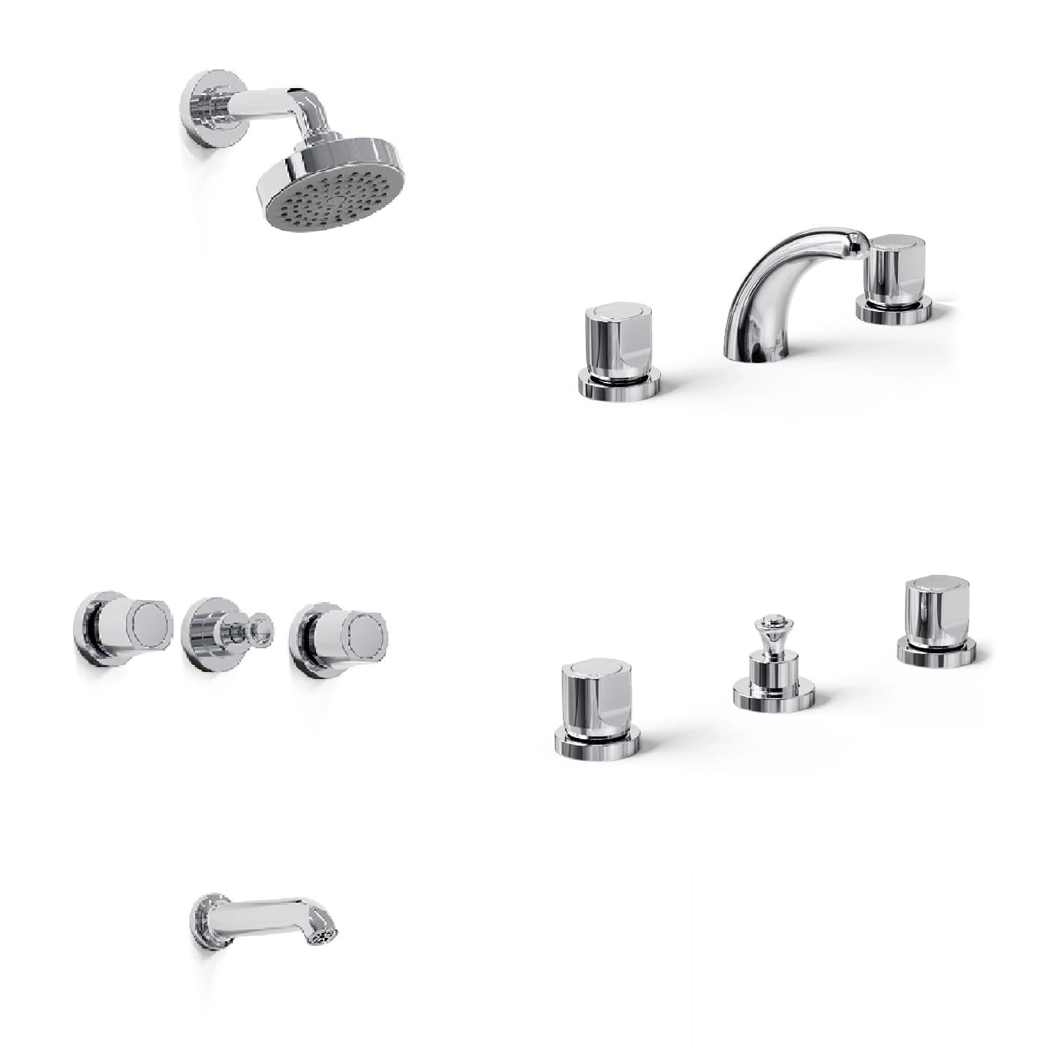 Combo Griferias Baño Completo Cromo Viena Hidromet
