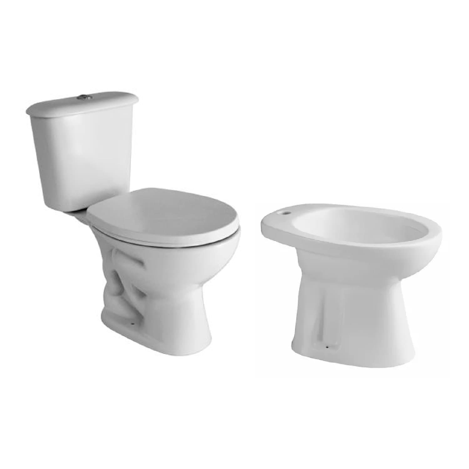 INODORO LARGO + DEPÓSITO APOYO + BIDET 1 AG + TAPA TSX FERRUM ANDINA