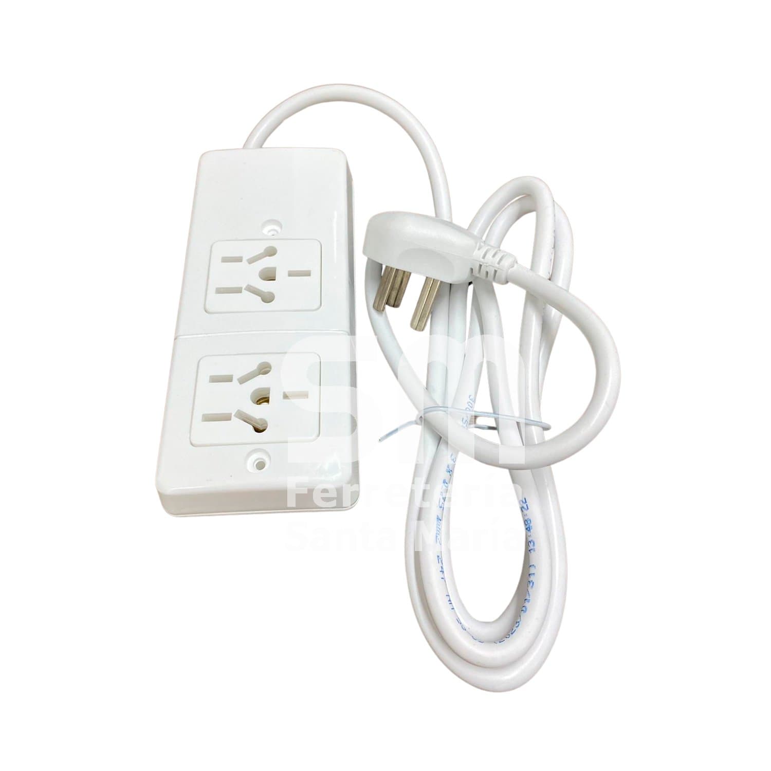 Zapatilla 2 Tomas Blanca Cable 1,5m S/ Protección Térmica