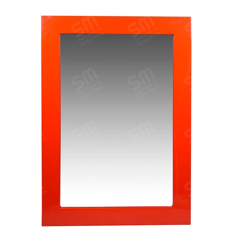 Espejo Pared Marco Madera Laqueado Naranja Oscuro 50x70 Cm