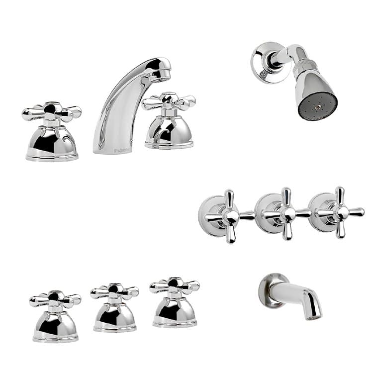 Combo Grifería Baño Completo Ares Cromo Peirano