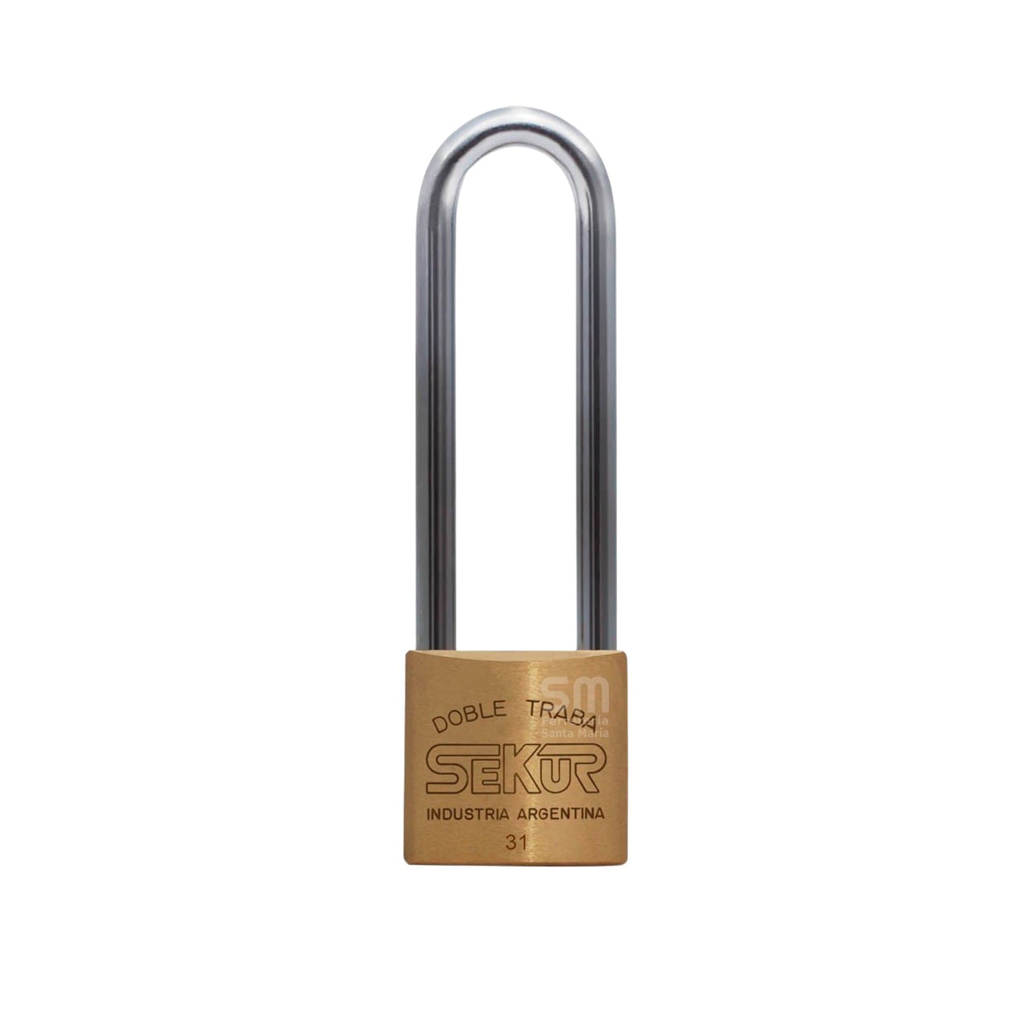 Candado Sekur 31 Mm Arco Largo Bronce Doble Traba a Bolillas