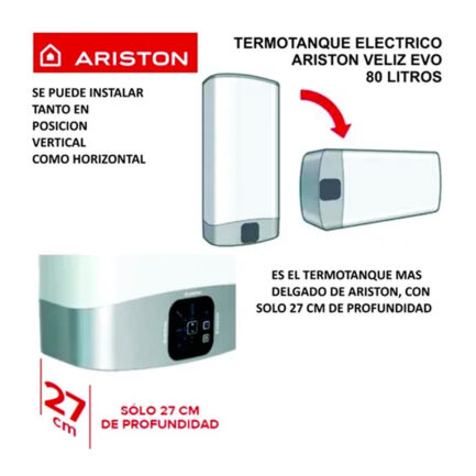 TERMOTANQUE ELECTRICO ARISTON VELIS EVO 80 LITROS - Imagen 2