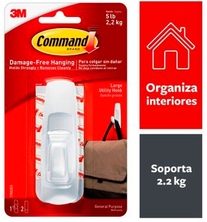 PERCHA AUTOADHESIVA BLANCA GRANDE 3M COMMAND 17003 - Imagen 2