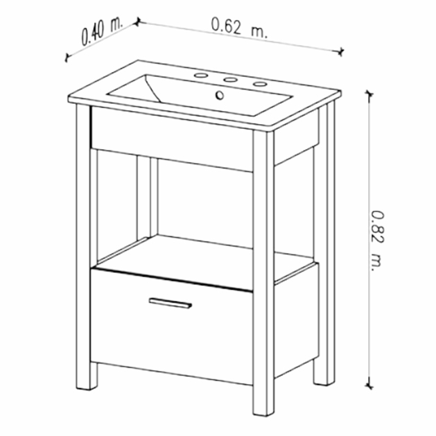 VANITORY WENGUE BACHA CERÁMICA AMUBE MEDITERRANEO 60cm - Imagen 2