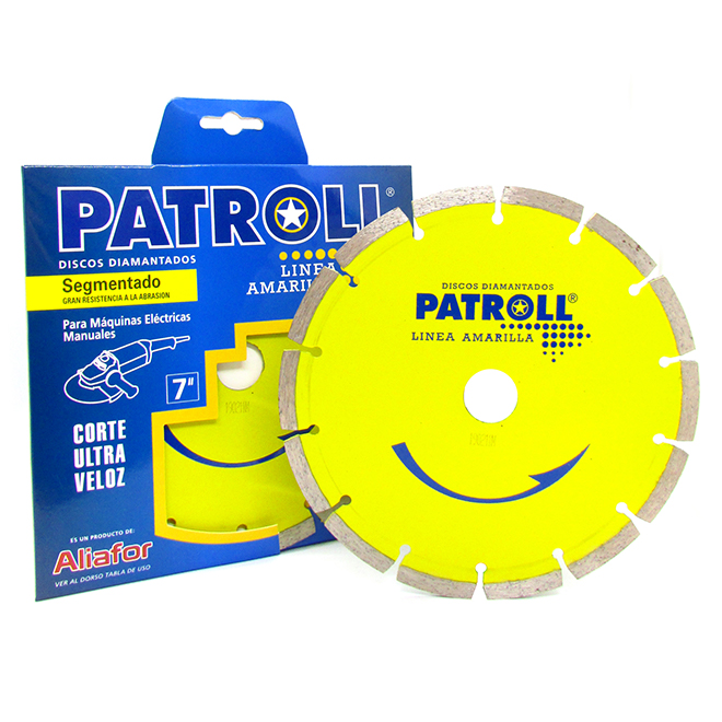 DISCO DIAMANTADO SEGMENTADO 180mm 7 PATROLL AMARILLA ALIAFOR - Imagen 2