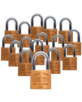 CANDADO HERMANADO DE BRONCE 26 SEKUR C/ DOBLE TRABA A BOLILLAS