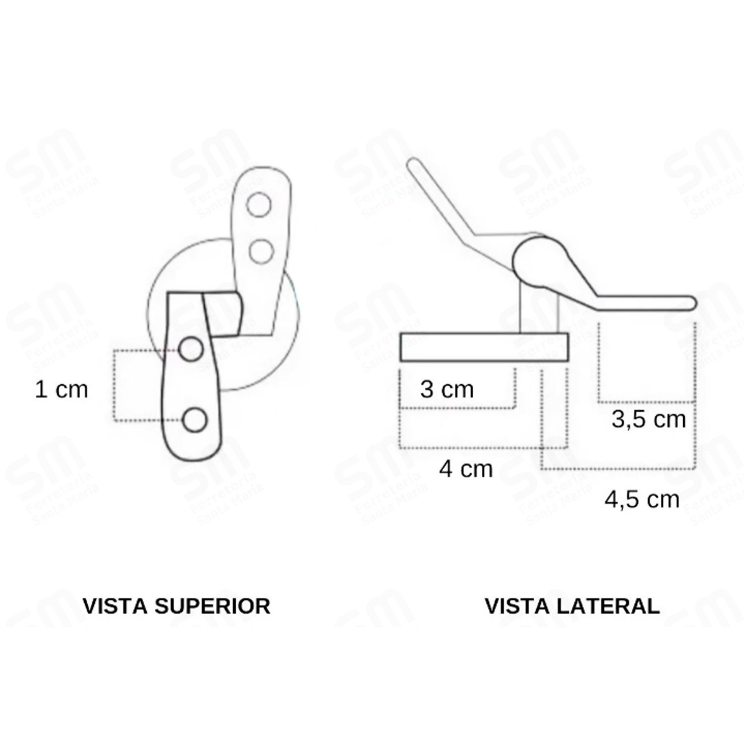 HERRAJE CROMO CORTO PARA ASIENTO DE INODORO - Imagen 2