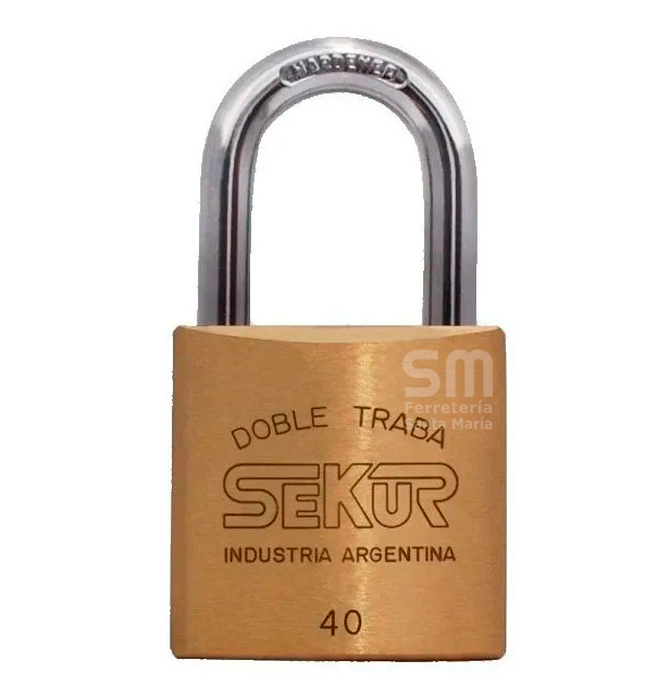 CANDADO BRONCE 40 SEKUR C/ DOBLE TRABA A BOLILLAS