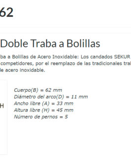 CANDADO BRONCE 62 SEKUR C/ DOBLE TRABA A BOLILLAS