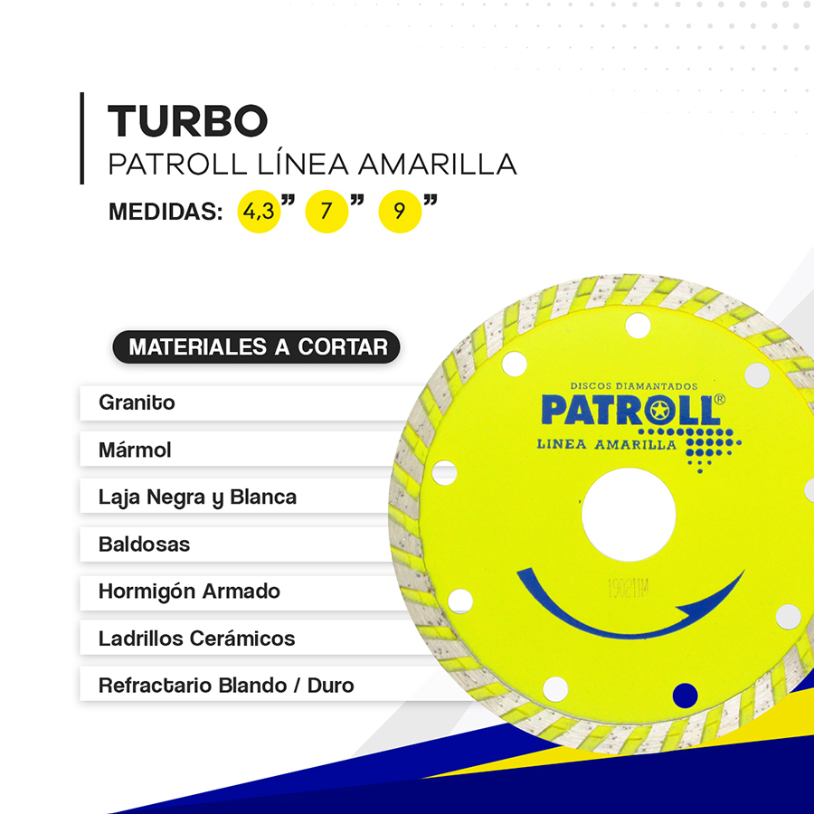 DISCO DIAMANTADO TURBO 115mm PATROLL AMARILLA ALIAFOR X 3 UN - Imagen 3