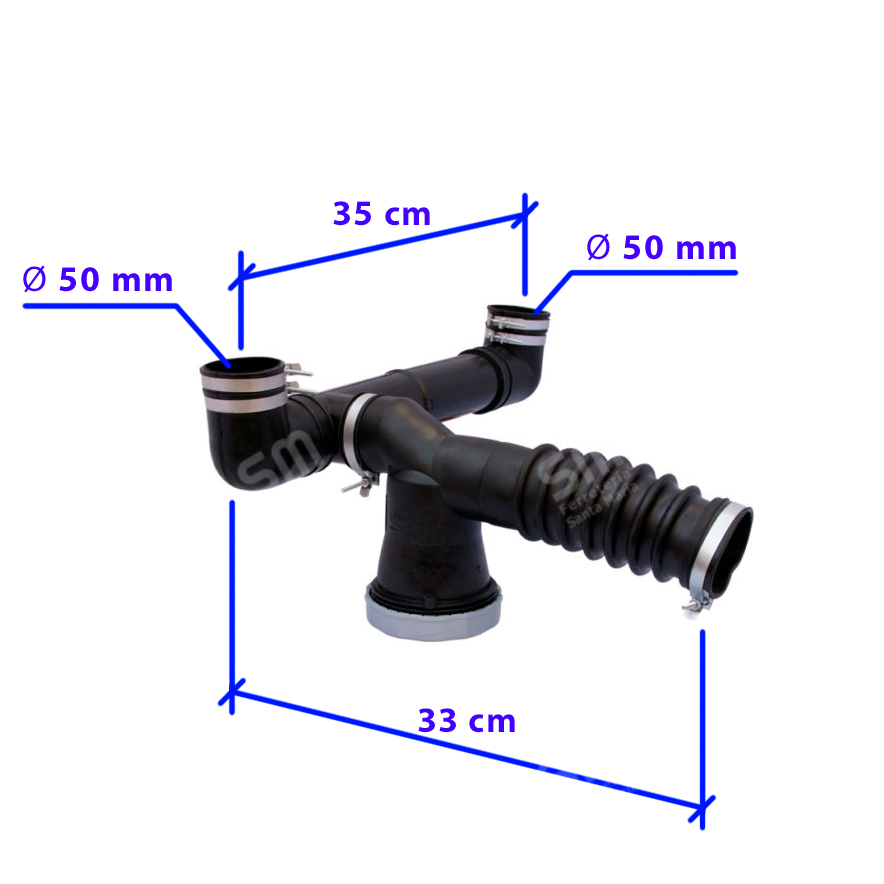 SIFON DOBLE BACHA COCINA CAUCHO TERMOPLÁSTICO CRUPIER 103 - Imagen 2