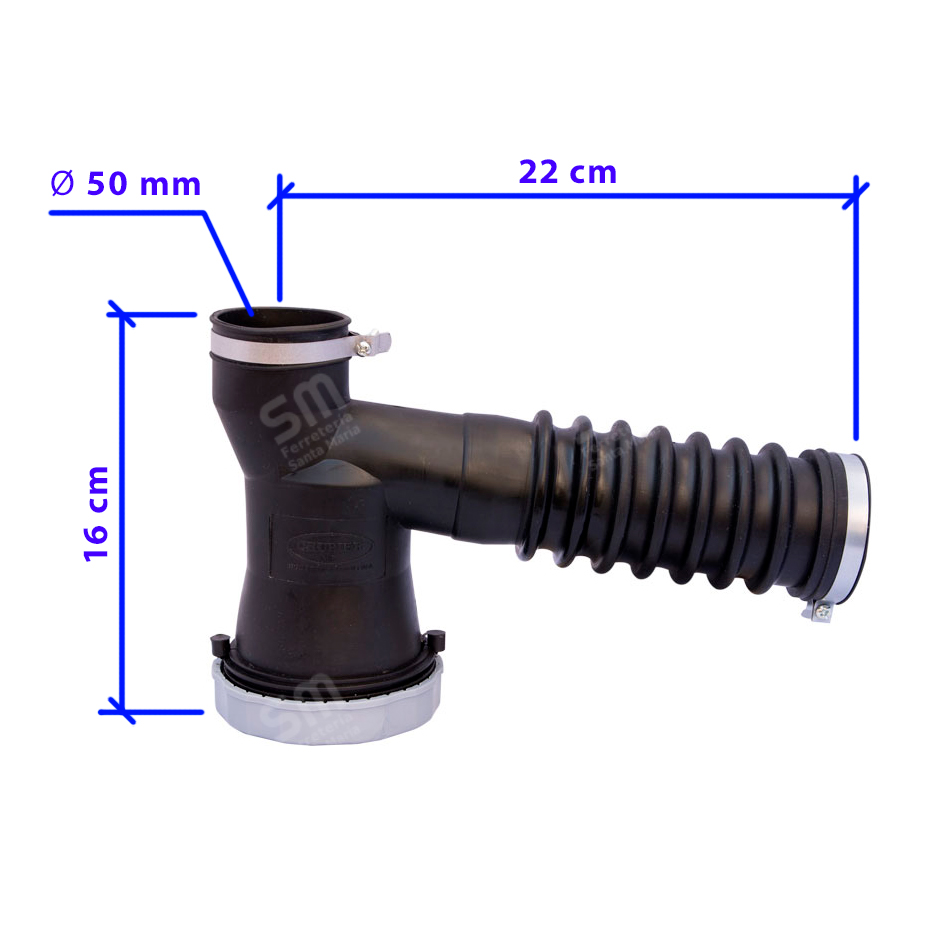SIFON SIMPLE BACHA COCINA CAUCHO TERMOPLÁSTICO CRUPIER 104 - Imagen 2
