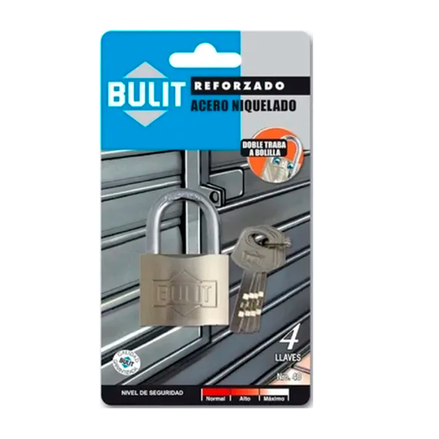 CANDADO NIQUELADO REFORZADO 40 BULIT DOBLE TRABA - Imagen 2