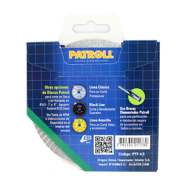 DISCO DIAMANTADO PORCELANATO ALIAFOR PATROLL TURBO FINO TRF 115mm - Imagen 4