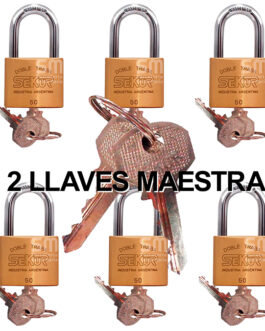 CANDADO C/ LLAVE MAESTRA SEKUR 50 BRONCE DOBLE TRABA X 6 UN
