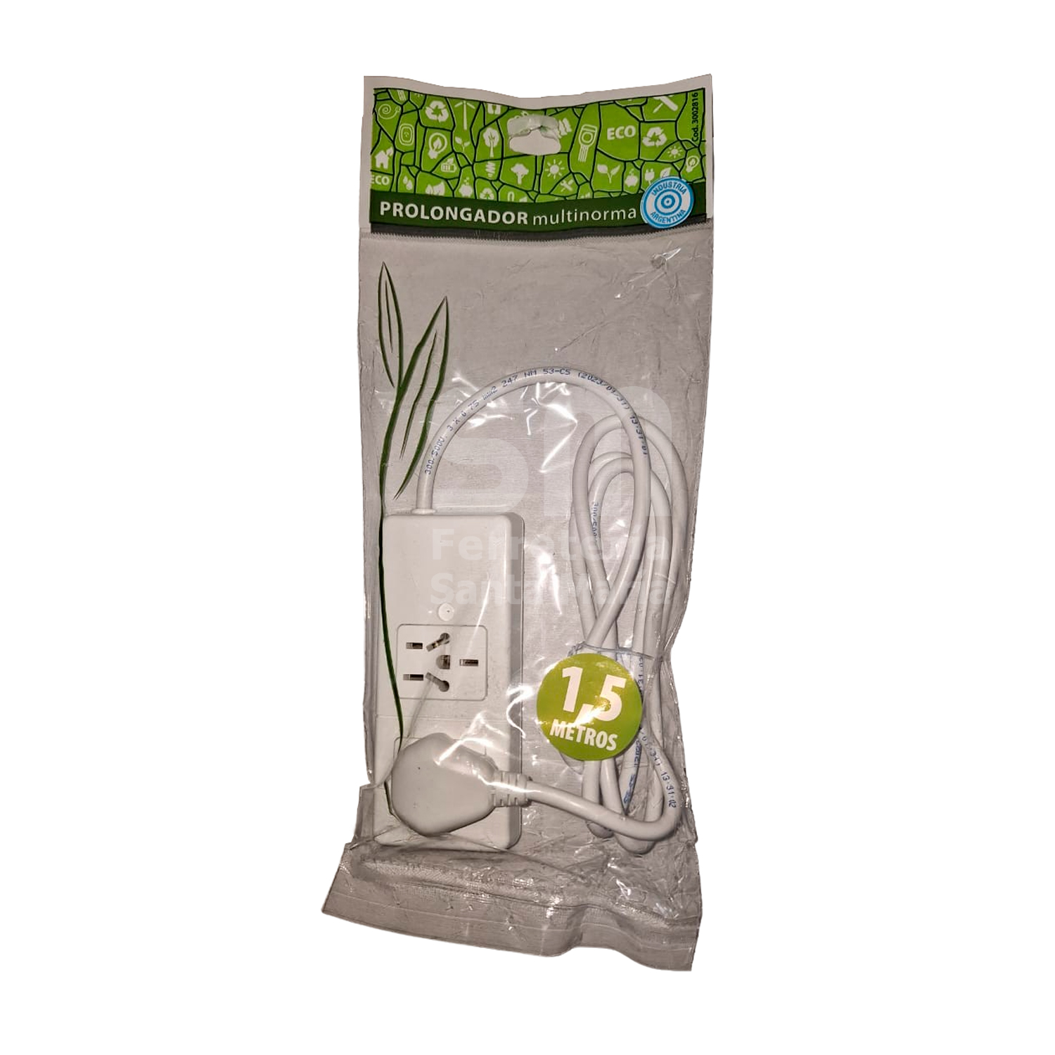 ZAPATILLA 2 TOMAS BLANCA CABLE 1,5m S/ PROTECCIÓN TÉRMICA - Imagen 2