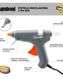 PISTOLA ENCOLADORA P/ BARRAS DE SILICONA SUPRABOND Hx300