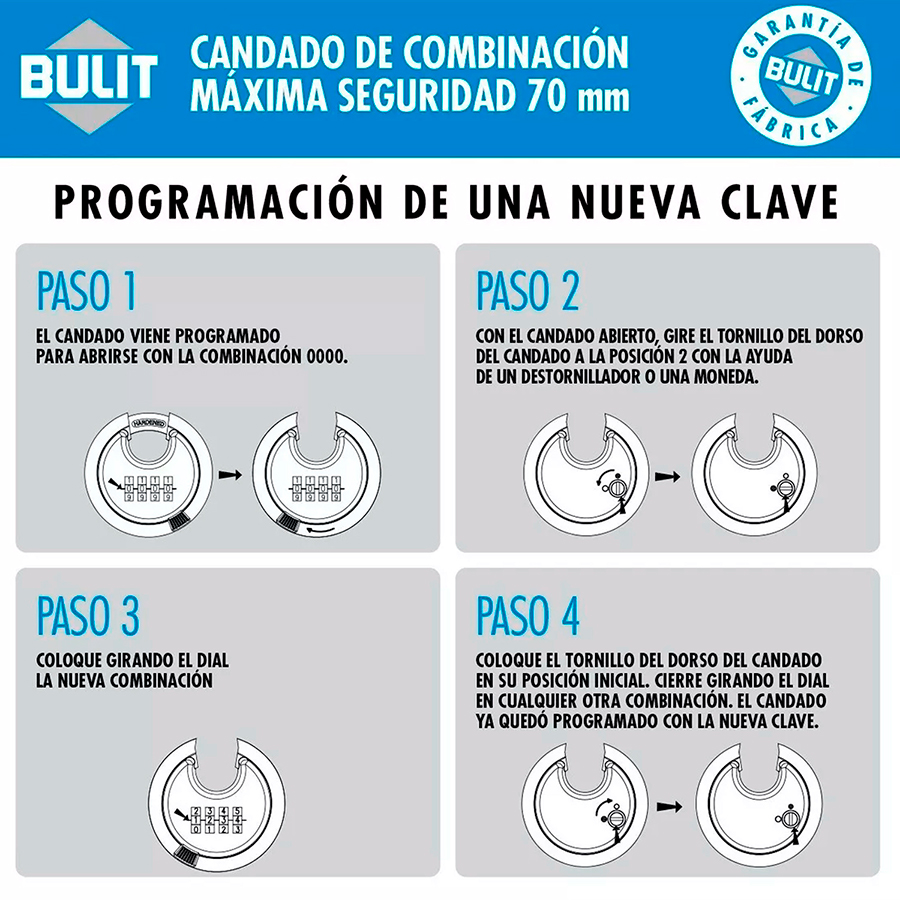 CANDADO ACORAZADO 70mm MAX SEGURIDAD COMBINACIÓN BULIT - Imagen 4