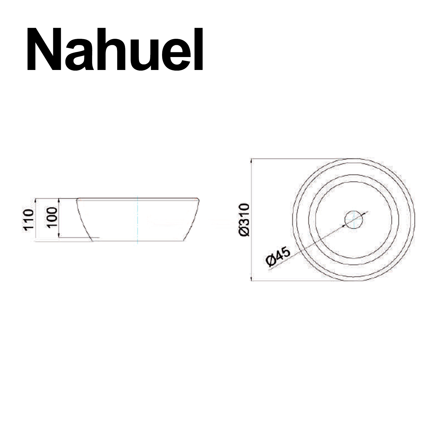 BACHA APOYO LOZA REDONDA NAHUEL DACCORD BAÑO BLANCA 31x11cm - Imagen 2