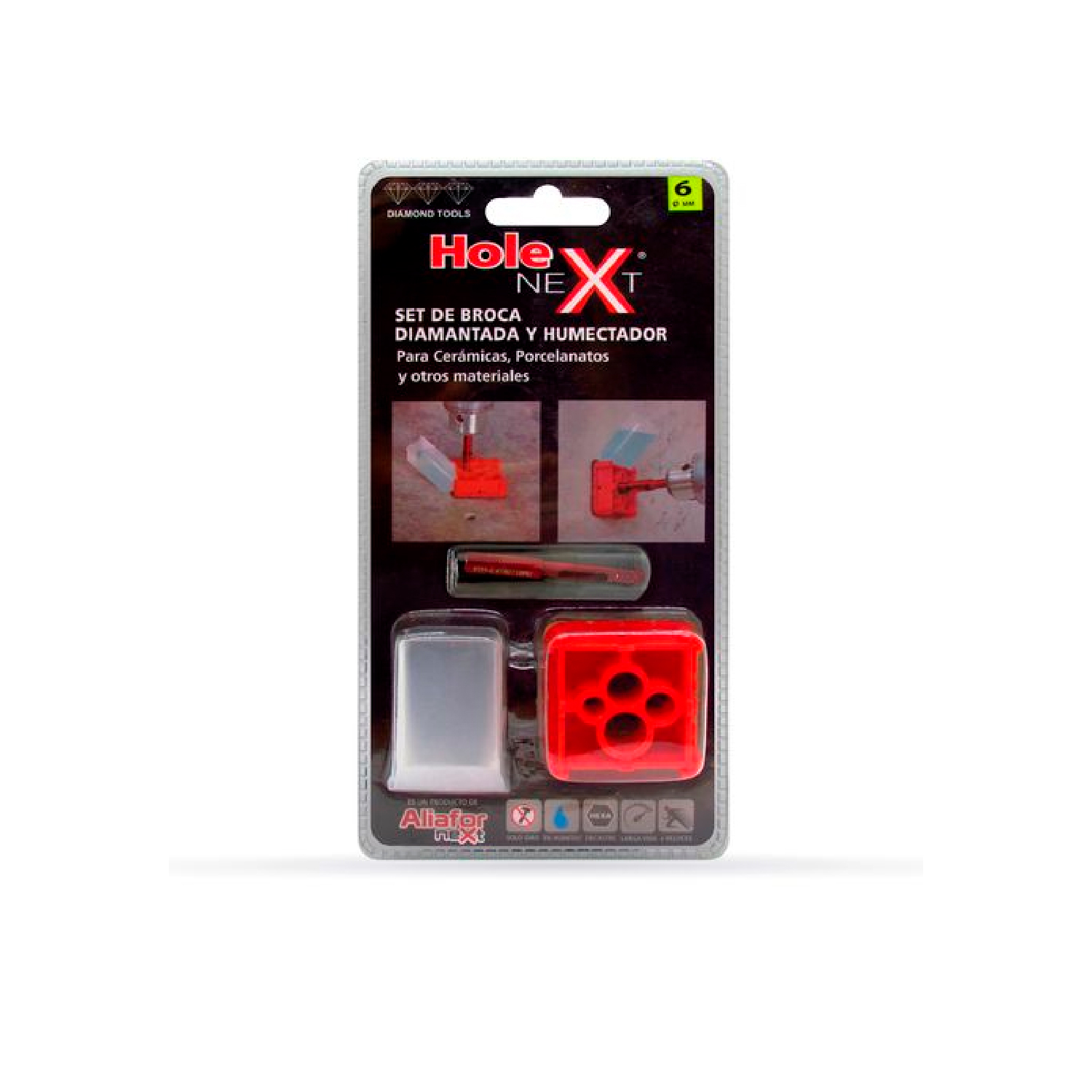 BROCA MECHA DIAMANTADA 6mm PORCELANATO ALIAFOR HOLE NEXT BDA - Imagen 2
