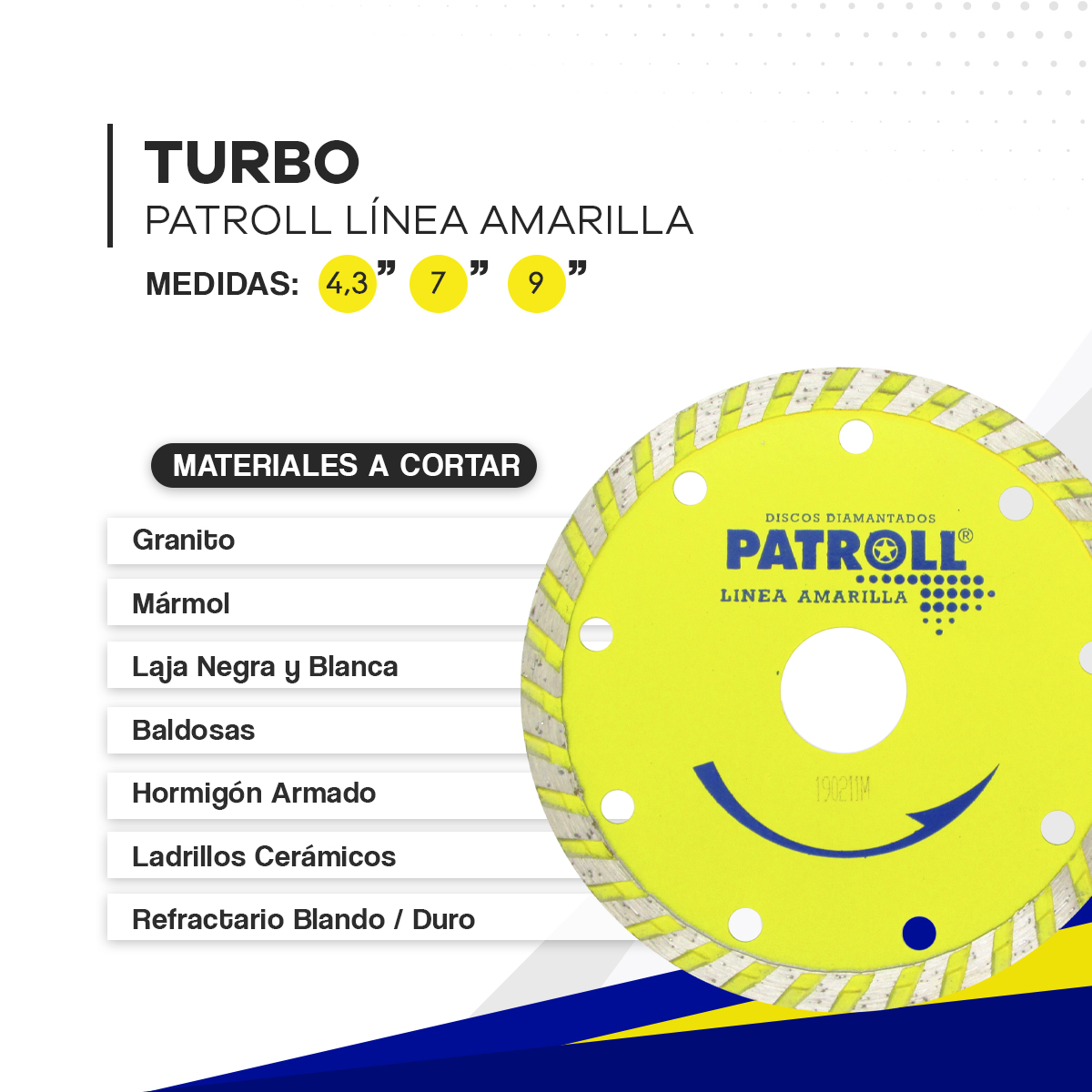 DISCO DIAMANTADO TURBO 178mm PATROLL AMARILLA ALIAFOR PYT-7 - Imagen 3