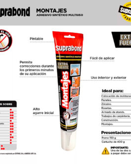 ADHESIVO PEGAMENTO EXTRA FUERTE MONTAJES SUPRABOND X 150ml