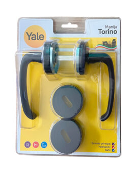 MANIJA TORINO NEGRO MATE PICAPORTE DOBLE AC. INOX. YALE