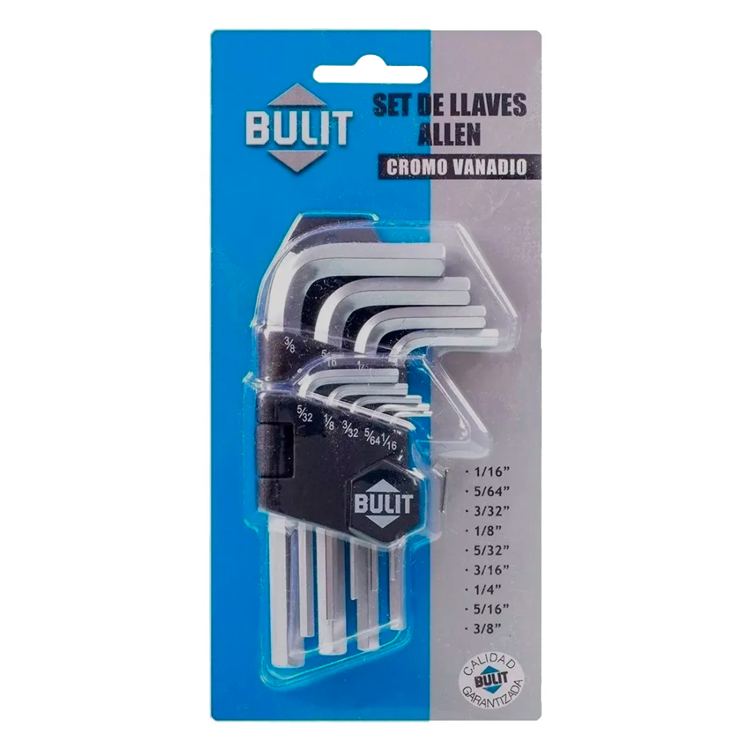 LLAVES ALLEN HEXAGONAL PULGADAS BULIT SET X 9 PZAS - Imagen 2