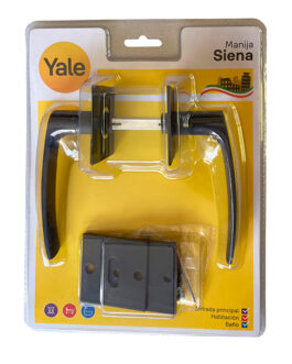 MANIJA SIENA NEGRO MATE PICAPORTE DOBLE AC. INOX. YALE