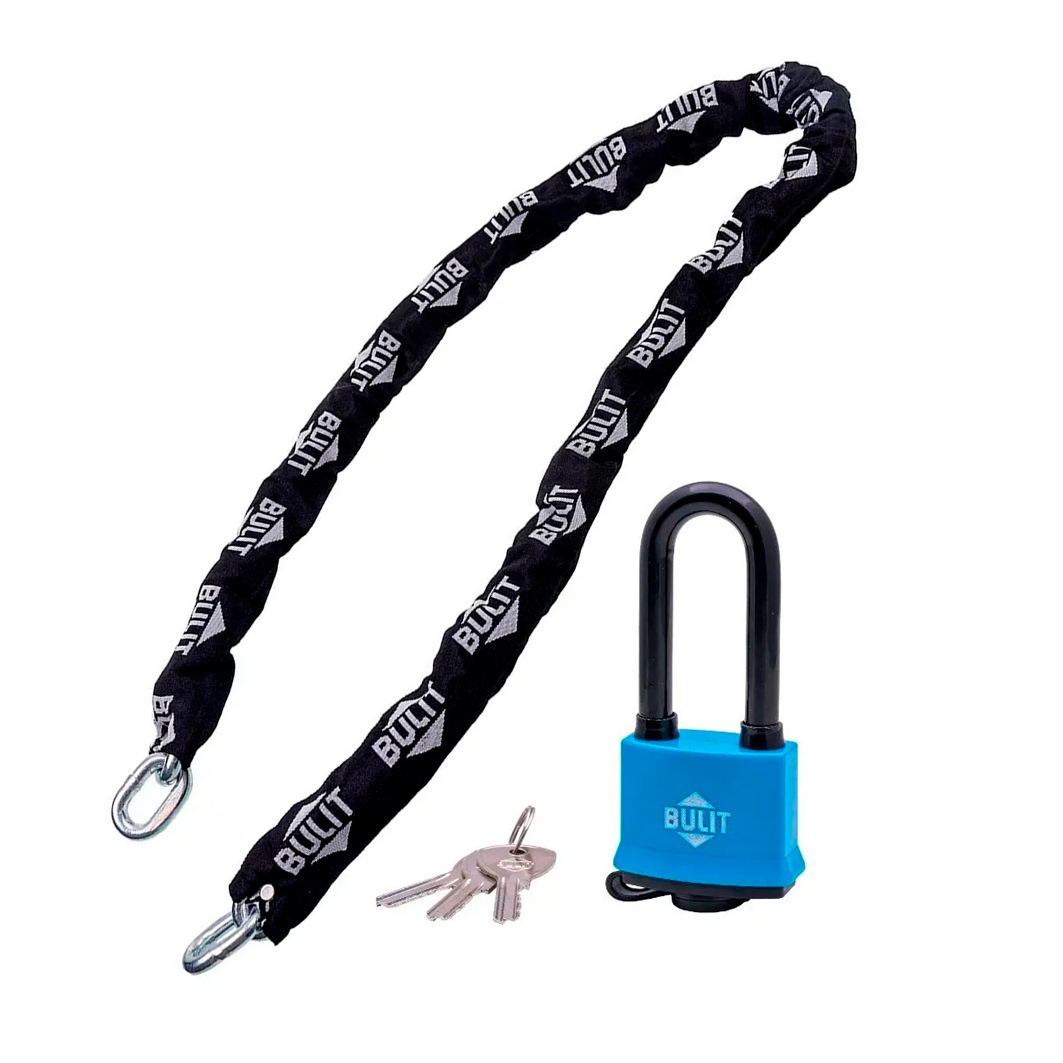 CADENA CEMENTADA 1/4X1M +CANDADO WATER RESIST 40 LARGO BULIT AZUL