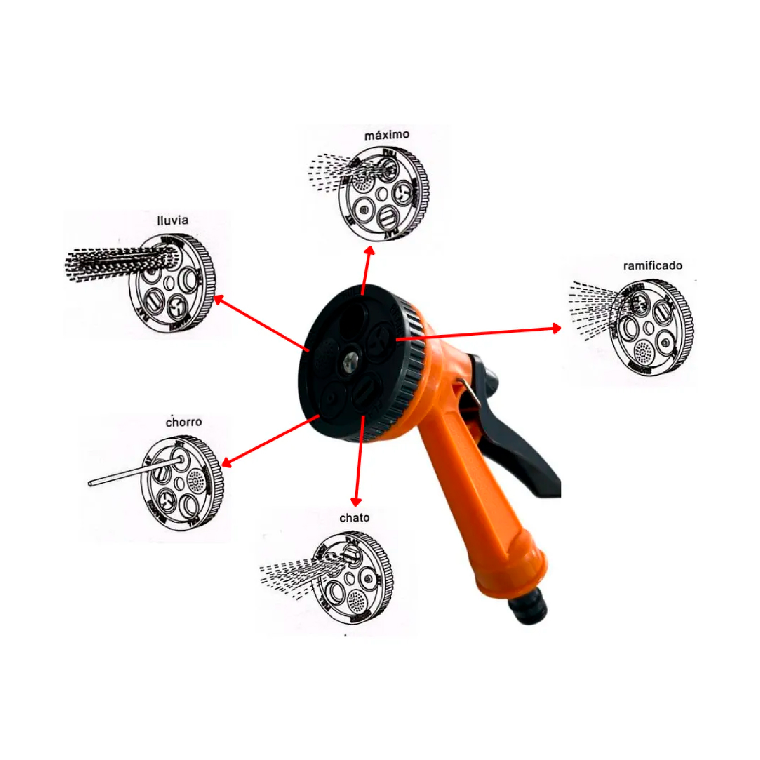 COMBO RIEGO MANGUERA TRENZADA 15M + PISTOLA 5 POS + CANILLA - Imagen 6