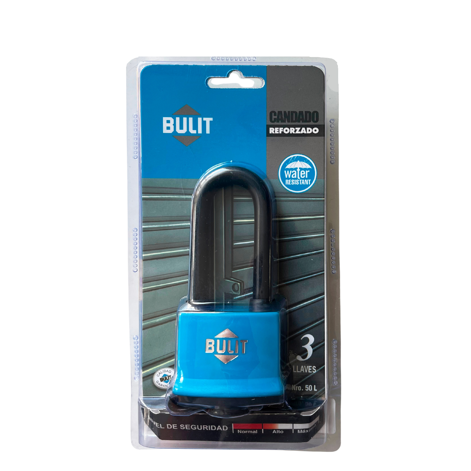 CANDADO DOBLE TRABA RESISTE AGUA INTEMPERIE 50 LARGO BULIT - Imagen 2