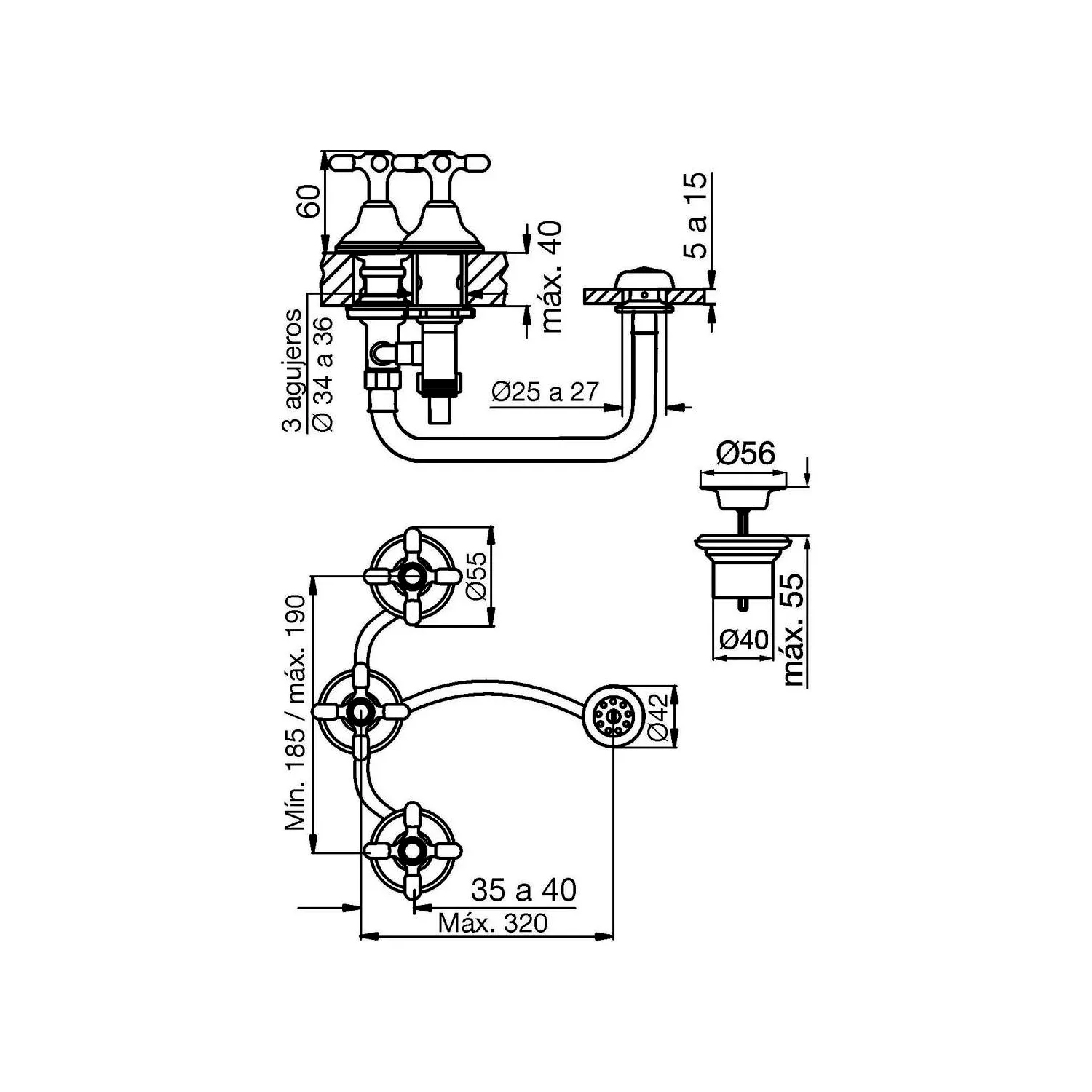 GRIFERIA DE BAÑO P/BIDET NEWPORT CROMO FV 295/B2P - Imagen 2
