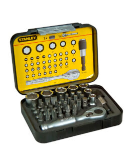 SET DE TUBOS Y PUNTAS 39 PZAS + CRIQUE 1/4 STANLEY 1-13-906